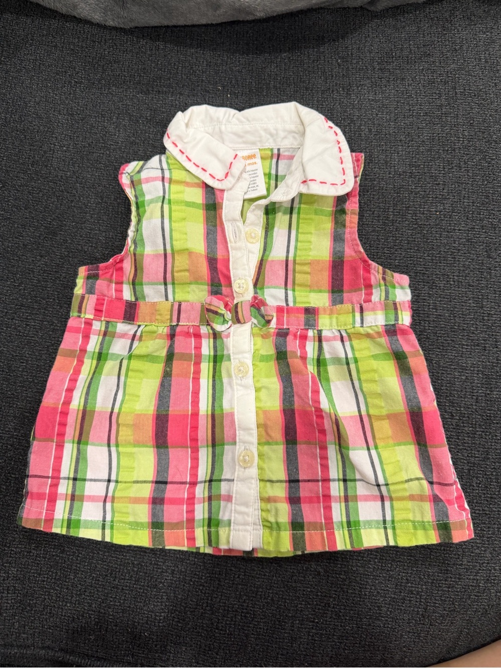 Gymboree Pink & Lime Green Plaid Sleeveless Button Dress Top
